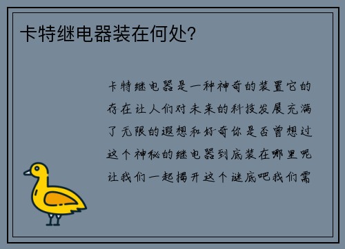 卡特继电器装在何处？